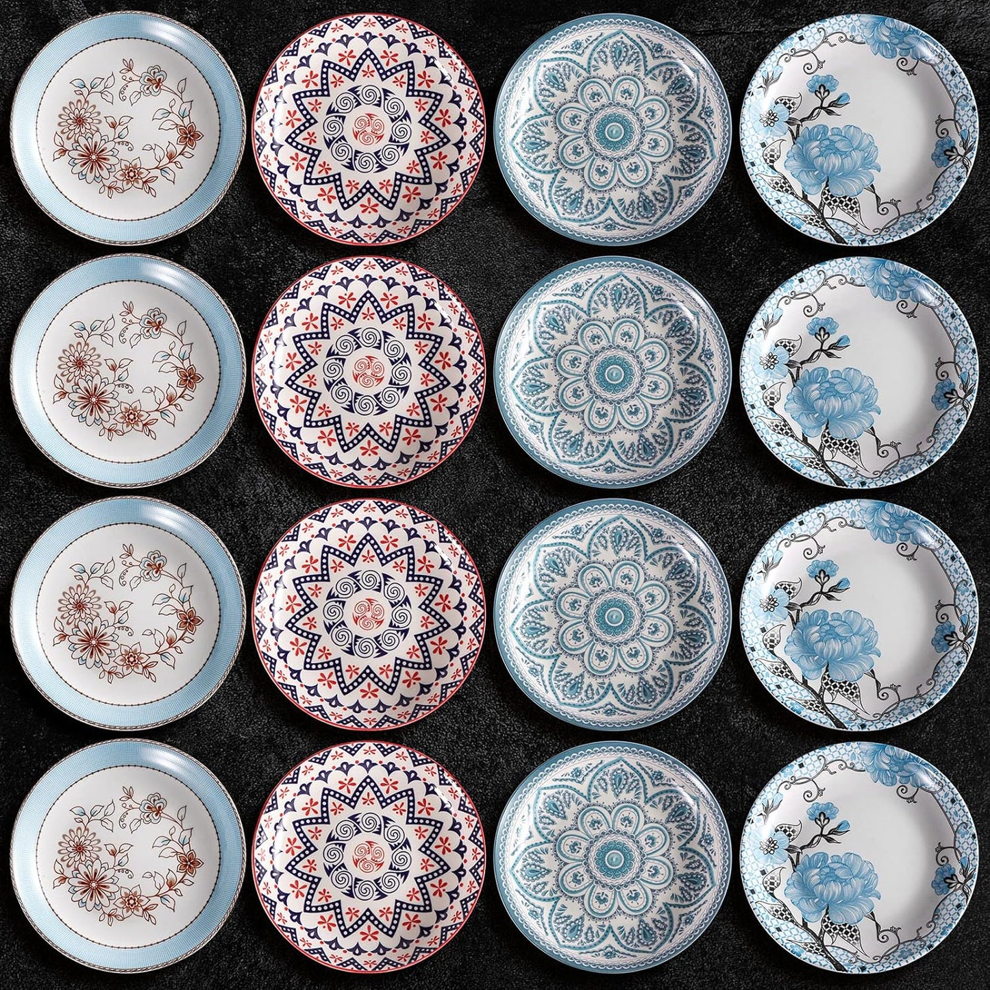 4pcs Colorful Dinner Plates 8 Inch